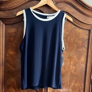 Chaus Navy and White Tank Top